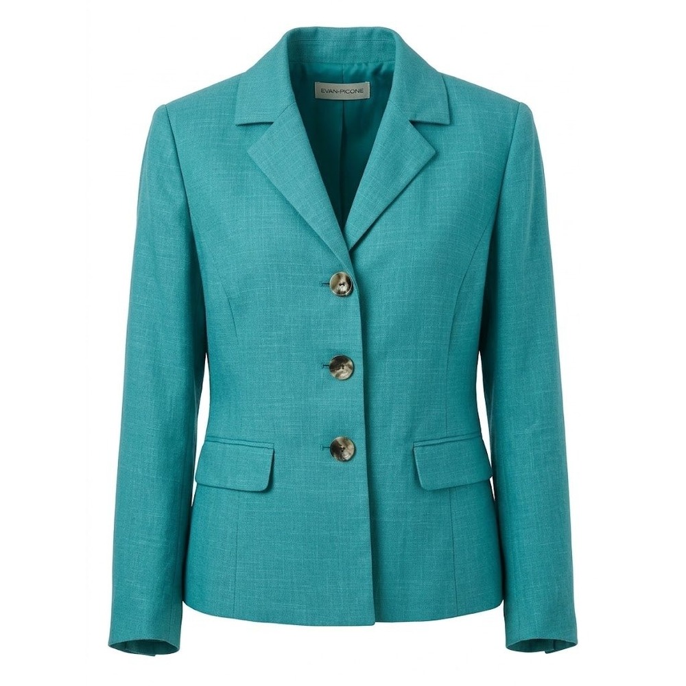 Vintage Evan Picone Blazer Womens 10 Green Suit Jacket Corporate Y2K Blazer